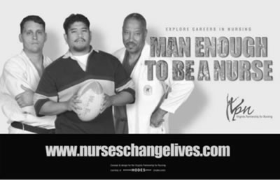 Man enough to be a nurse recruitment poster.