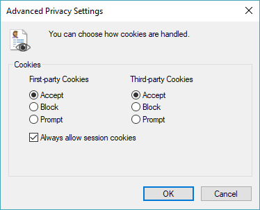 Internet Explorer Cookie Settings