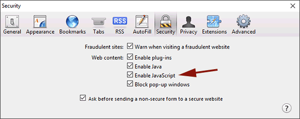 Enable JavaScript Safari